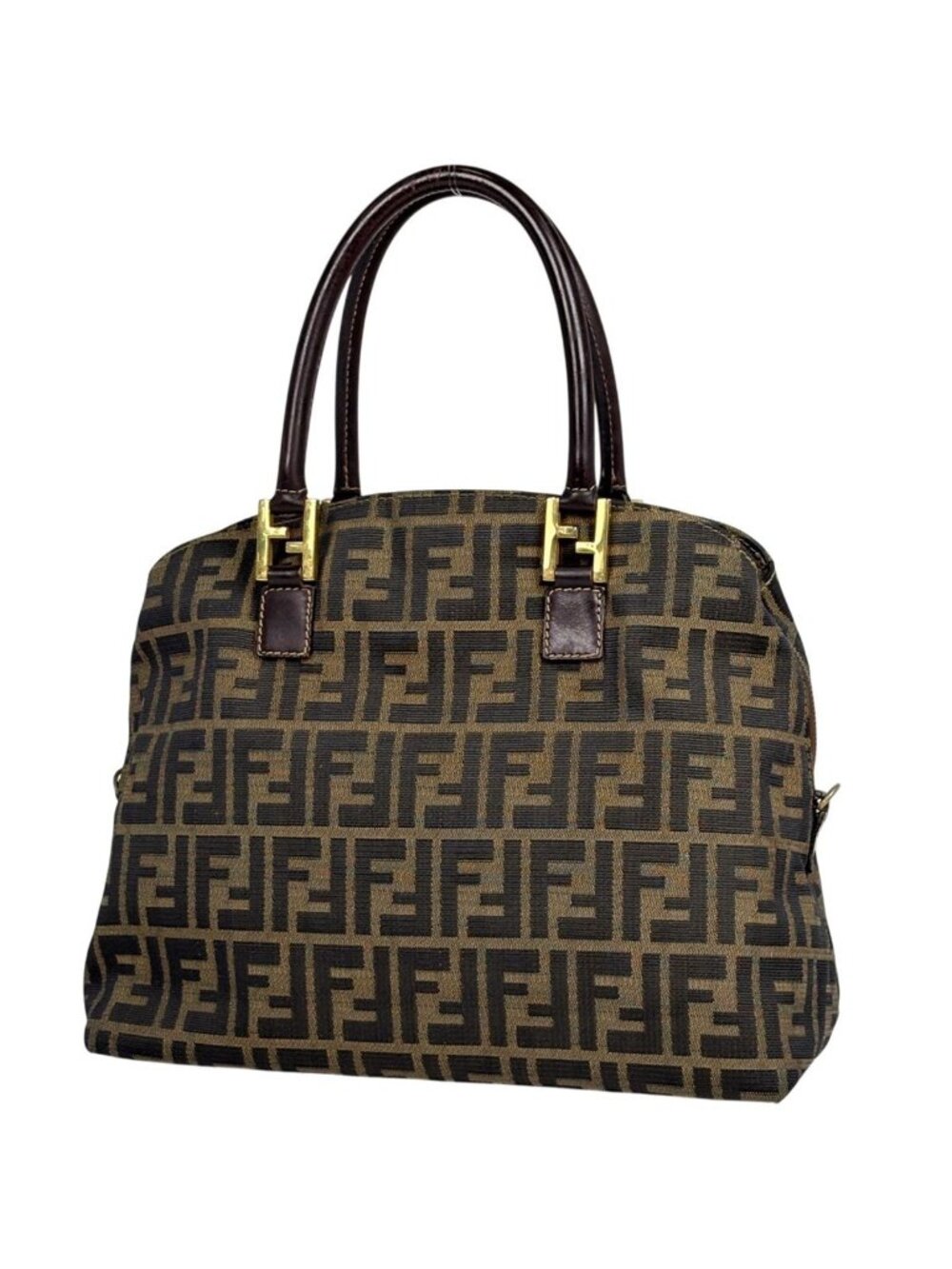 Fendi Zucca Pattern Handbag Canvas Brown